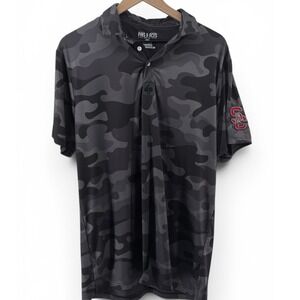 Pins‎ & Aces Polo Shirt Mens Large Black Camo South Carolina Gamecocks Golf Prep
